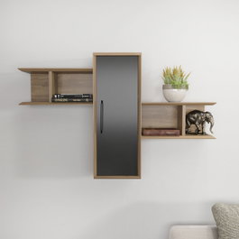 Hanah Home Estantería de Pared Nogal y Negro